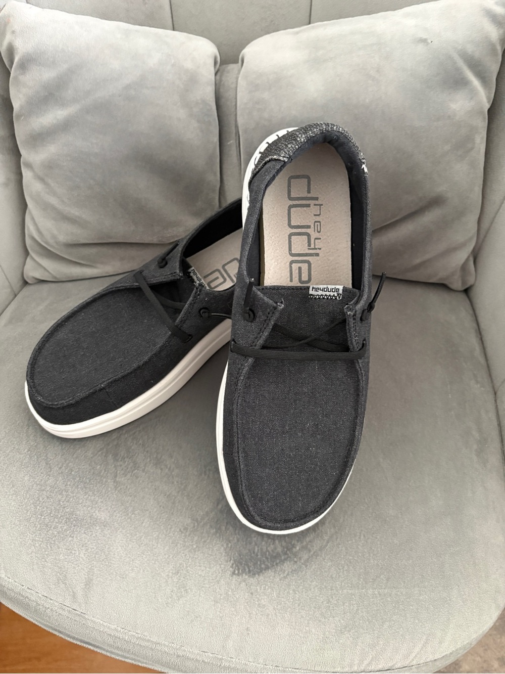 Hey Dude Women’s Black Canvas Slip-On Loafers